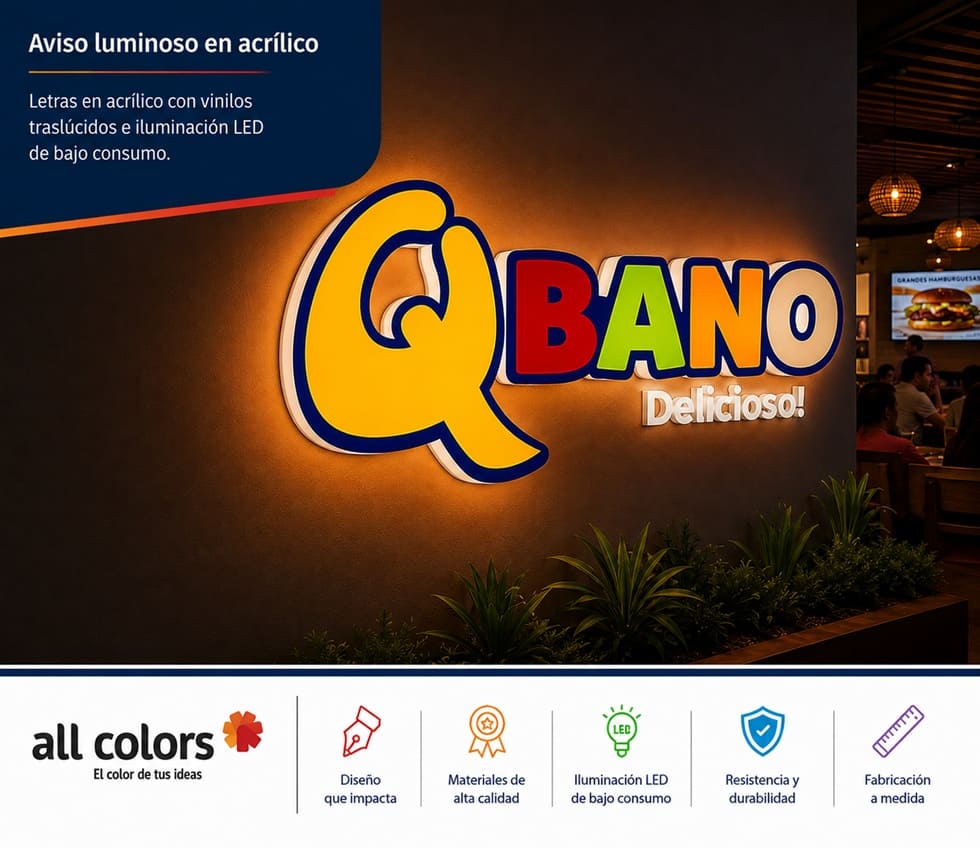 Aviso Luminoso en Acrílico